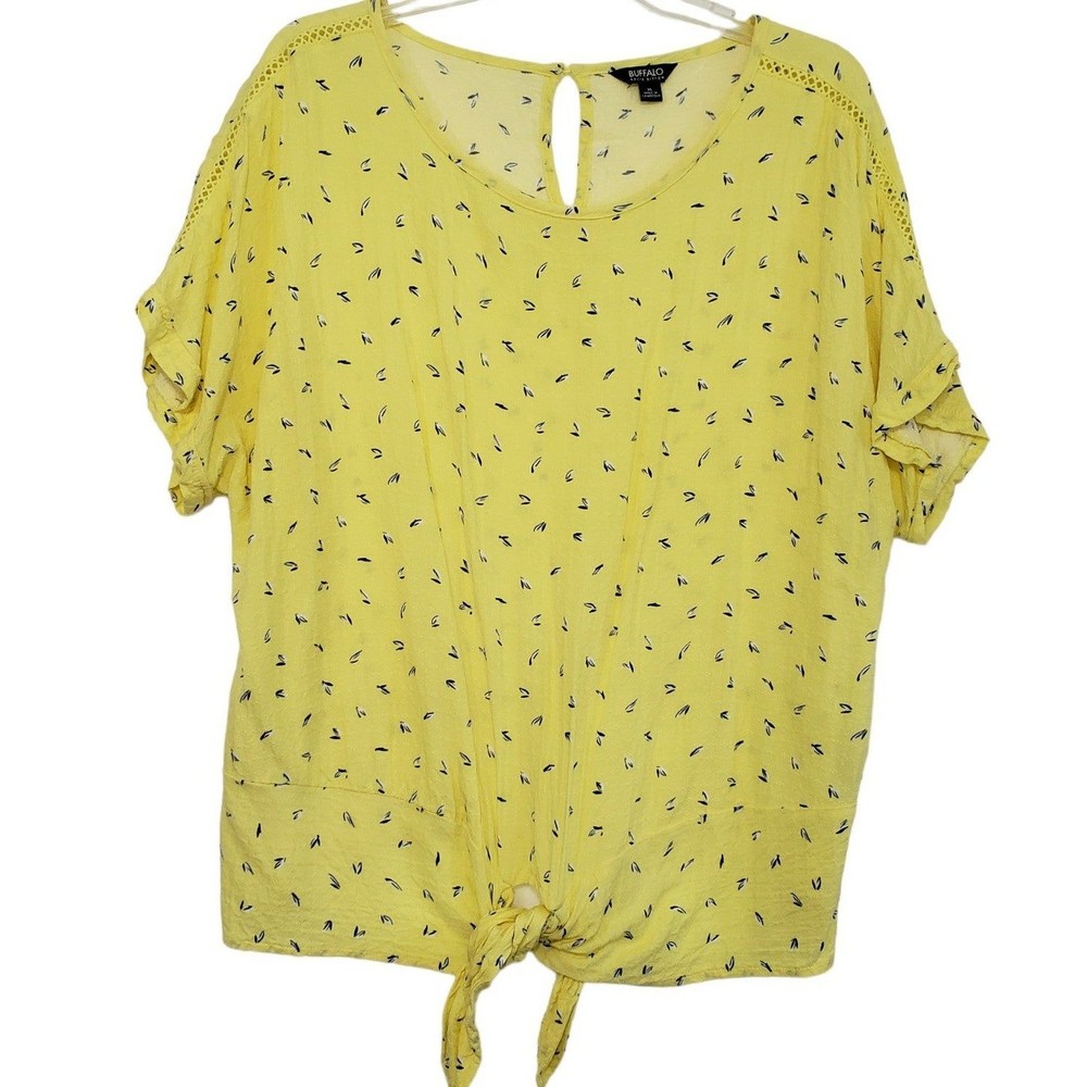 Buffalo David Bitton Women's Short Sleeve Lightweight Blouse, with Tie Waist, XL